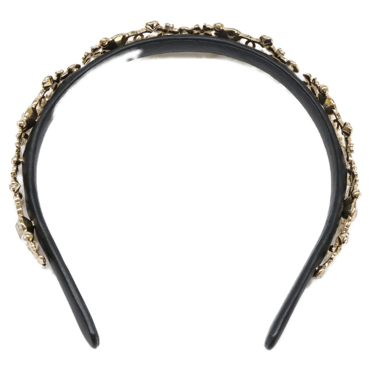 Chanel CC Logo Pearl & Clover Heart Visual Headband Head — view 6