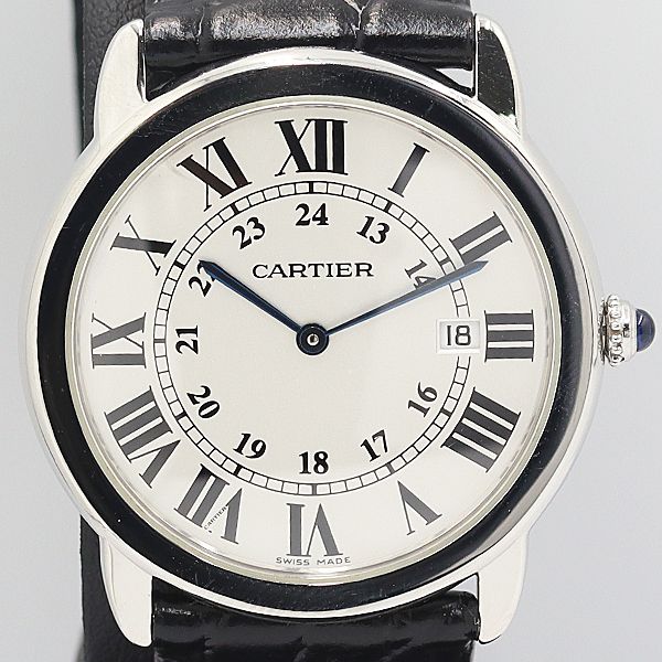 Cartier Ronde Solo de Quartz Date Silver Dial Watch Kzk