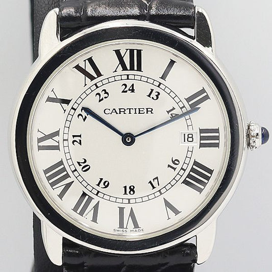 Cartier Ronde Solo de Quartz Date Silver Dial Watch Kzk