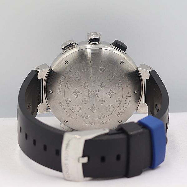 Louis Vuitton Tambour Regatta Quartz Chrono Smoseco Date Blue Dial Watch Kzk — view 4