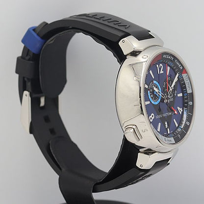 Louis Vuitton Tambour Regatta Quartz Chrono Smoseco Date Blue Dial Watch Kzk — view 2
