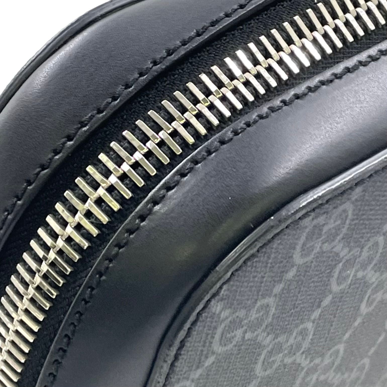 Gucci GG Supreme Shoulder Strap Leather Gray Black Business Bag Silver — view 8