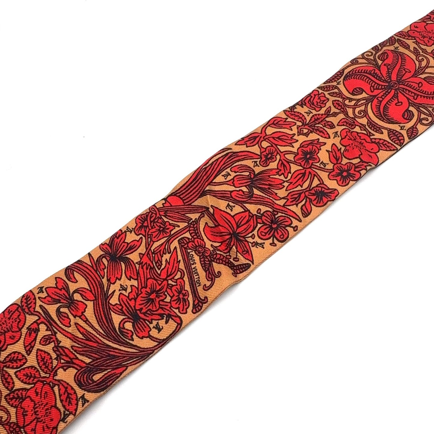 Louis Vuitton Bandeau BB Jeu de Silk Beige Multicolor Red Scarf — view 6