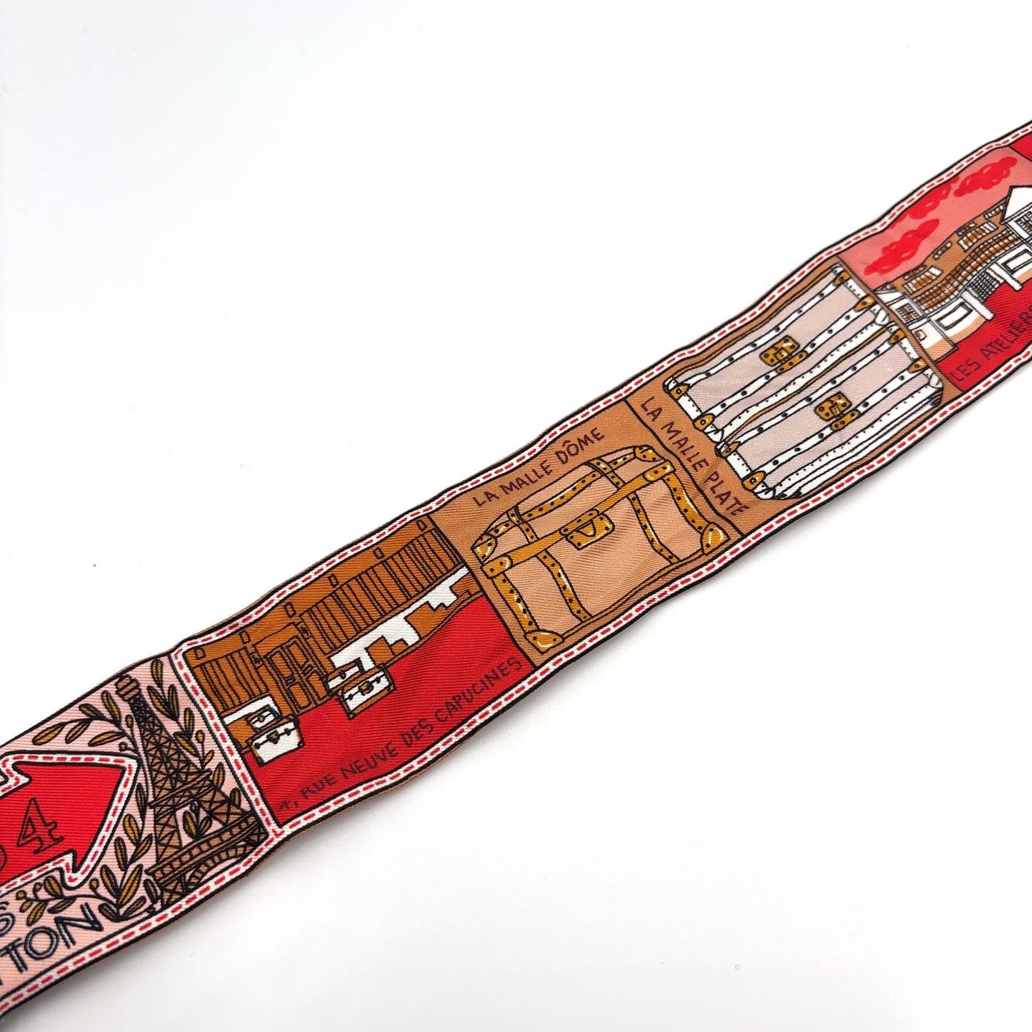 Louis Vuitton Bandeau BB Jeu de Silk Beige Multicolor Red Scarf — view 5