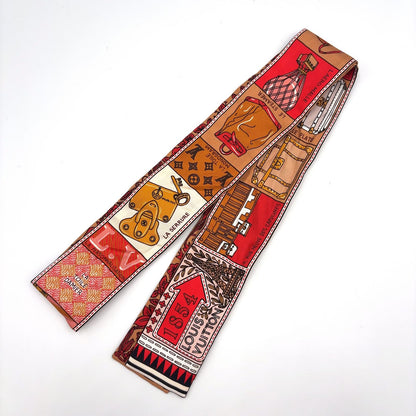 Louis Vuitton Bandeau BB Jeu de Silk Beige Multicolor Red Scarf — view 3