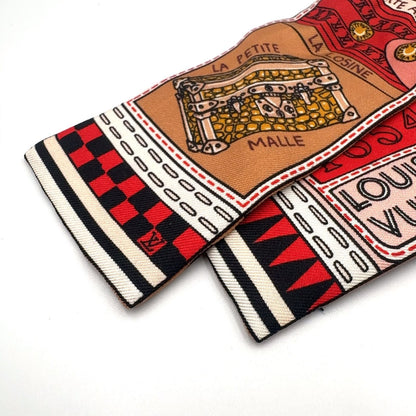Louis Vuitton Bandeau BB Jeu de Silk Beige Multicolor Red Scarf — view 8