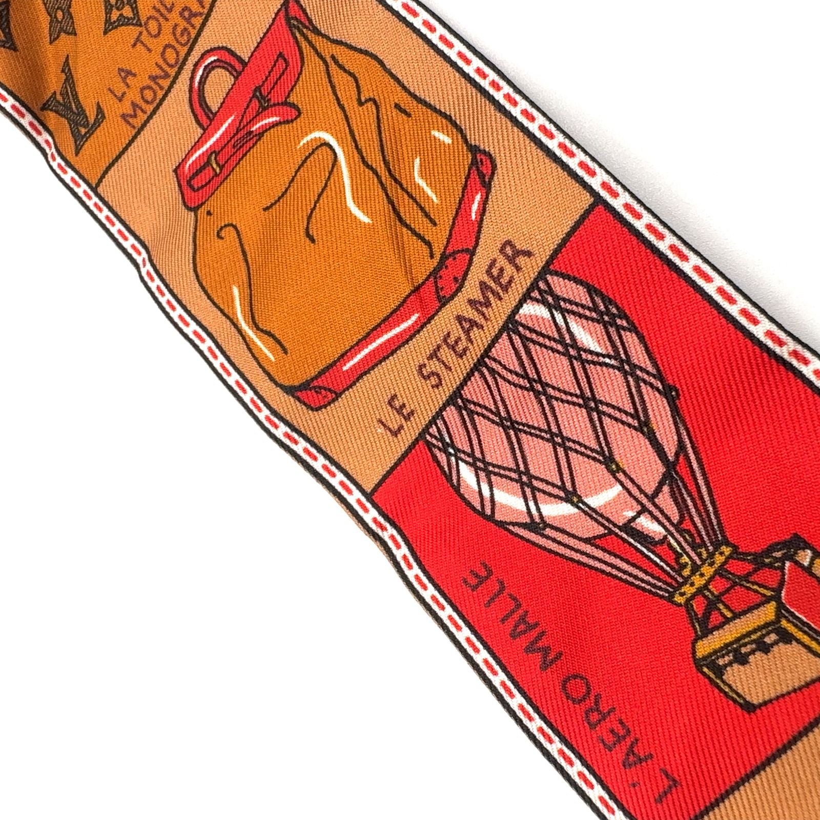 Louis Vuitton Bandeau BB Jeu de Silk Beige Multicolor Red Scarf — view 7