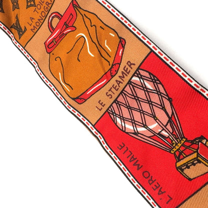 Louis Vuitton Bandeau BB Jeu de Silk Beige Multicolor Red Scarf — view 7