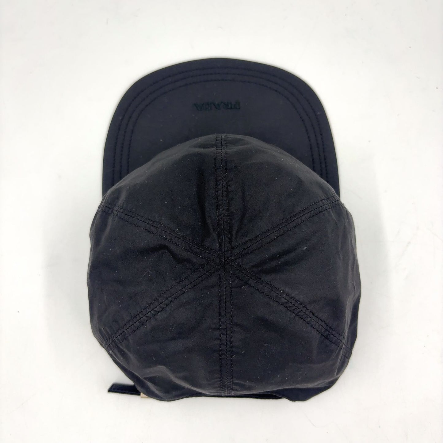 Prada Logo Embroidery Nylon Black Hat Silver — view 3