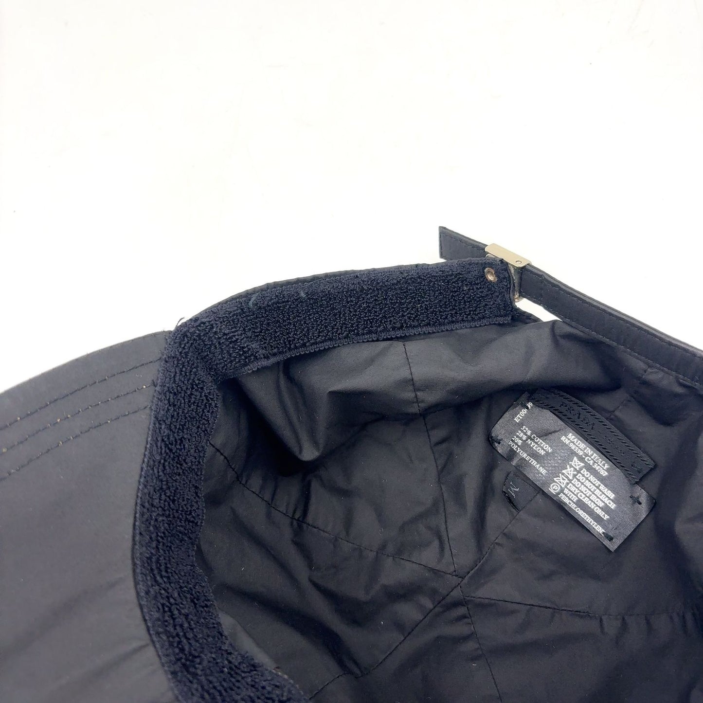 Prada Logo Embroidery Nylon Black Hat Silver — view 8