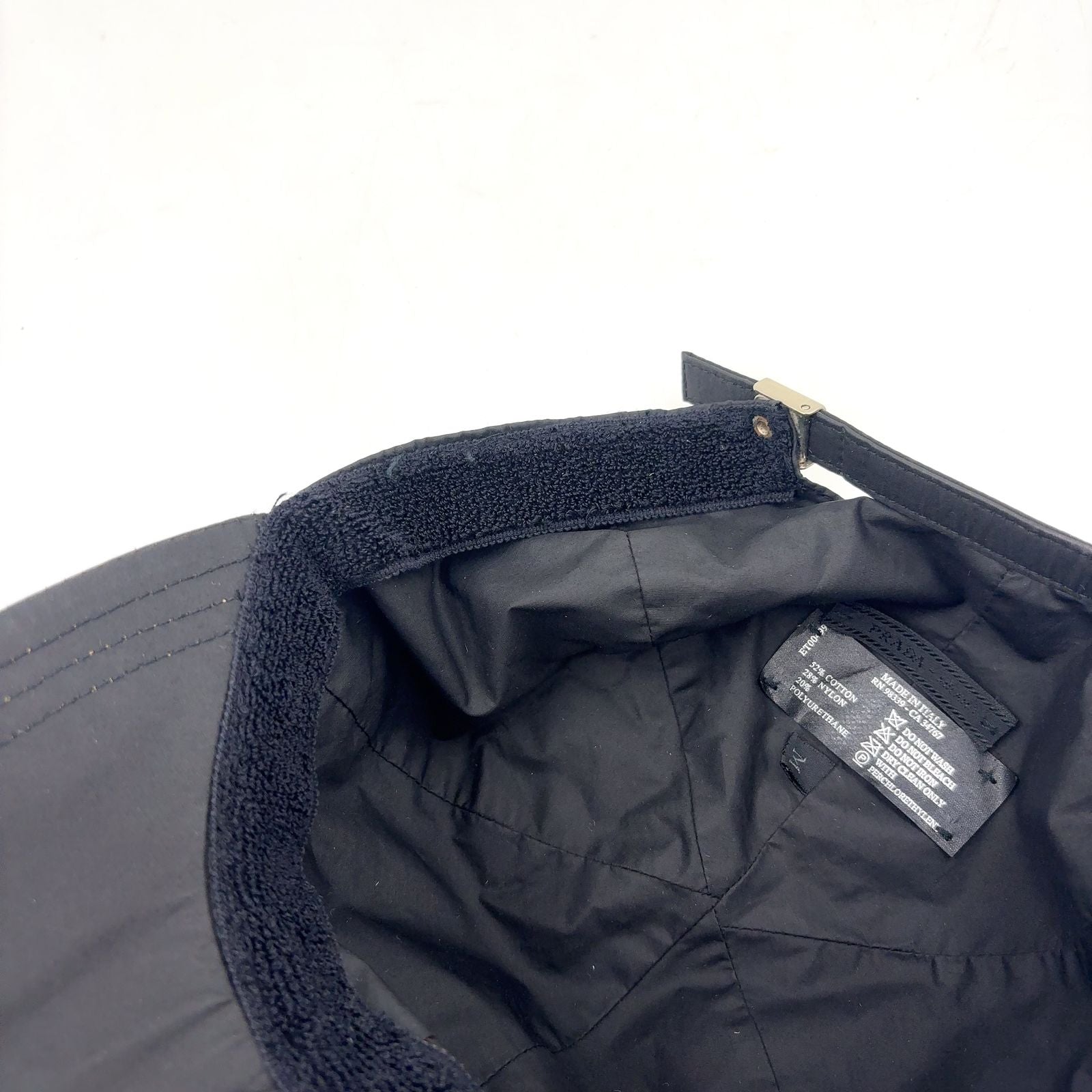 Prada Logo Embroidery Nylon Black Hat Silver — view 8