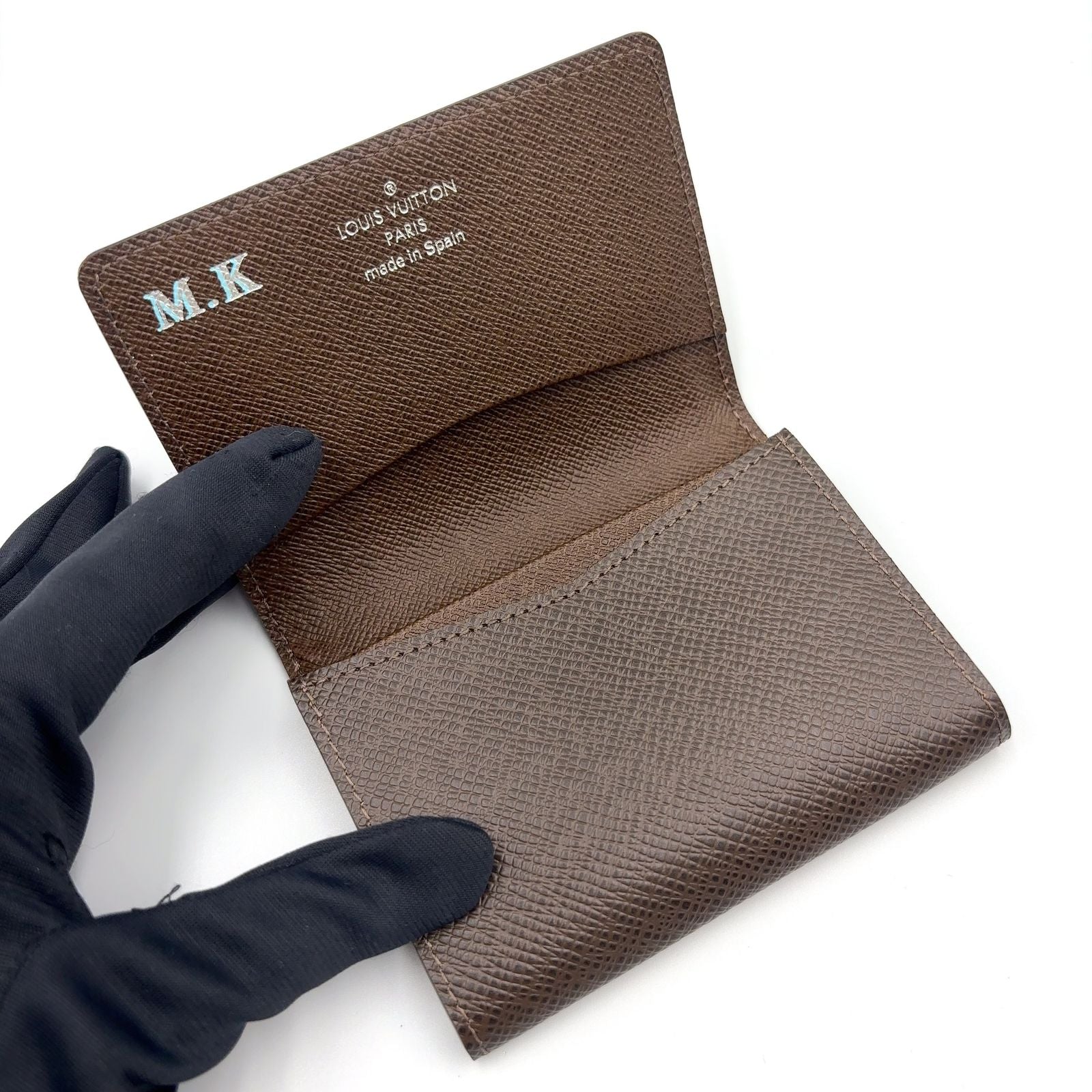 Louis Vuitton Amberop Carte de Visite Taiga Initial Leather Brown Card Case — view 3
