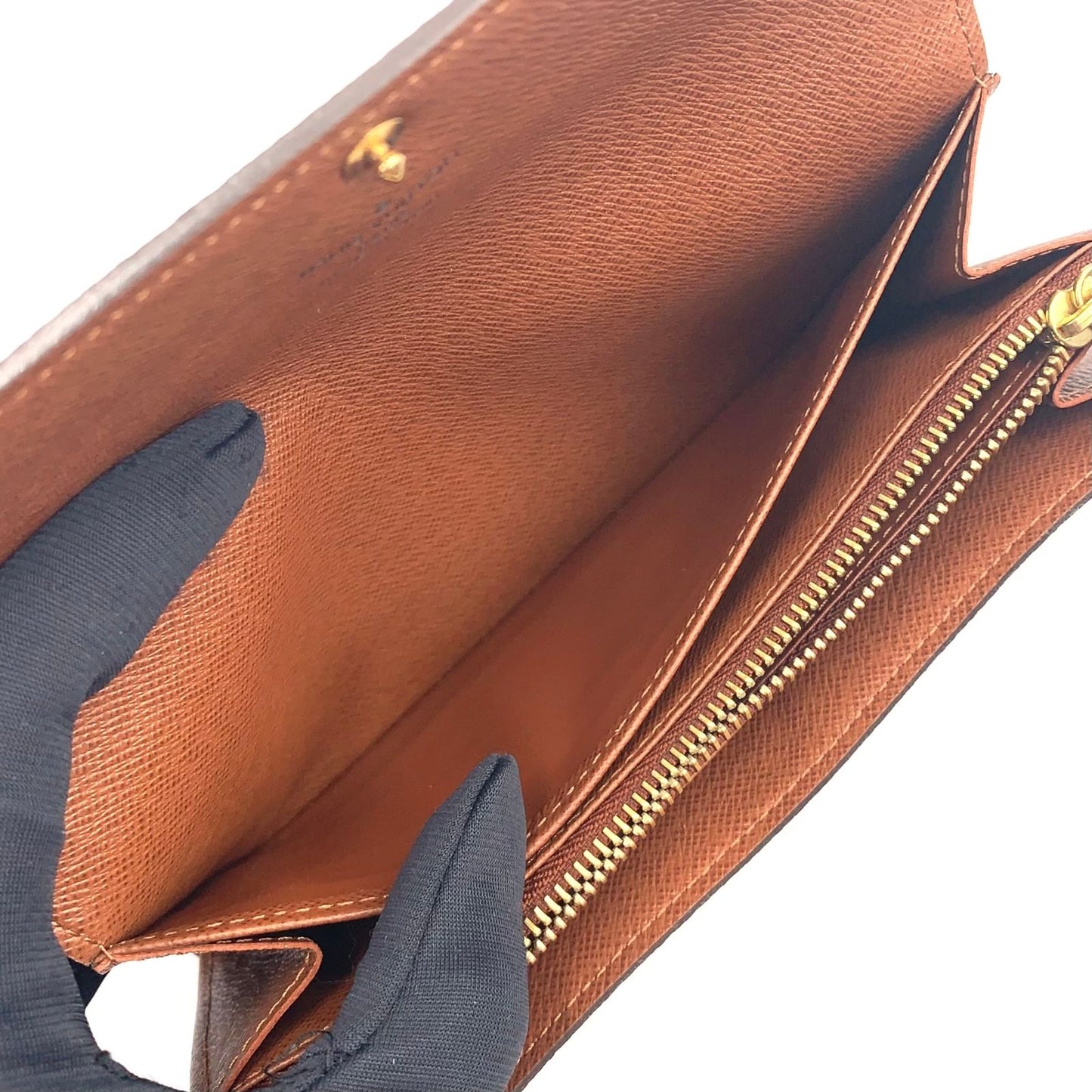 Louis Vuitton Pochette Porte-Monnaie Cles Monogram Brown Bifold Wallet Gold — view 6