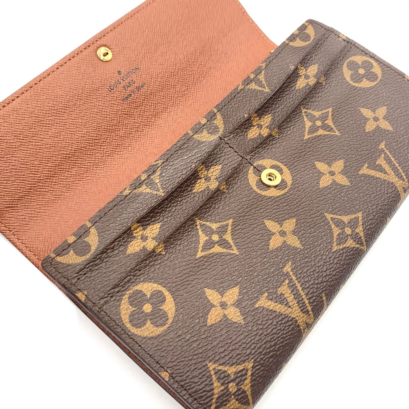 Louis Vuitton Pochette Porte-Monnaie Cles Monogram Brown Bifold Wallet Gold — view 5