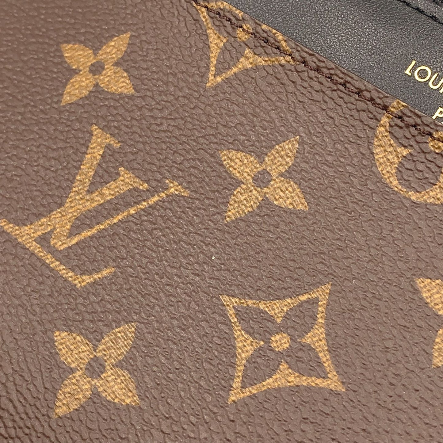 Louis Vuitton Slim Purse Monogram Leather Brown Black Wallet Gold — view 5