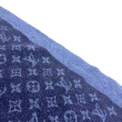 Louis Vuitton Echarpe Monogram Gradient Wool Cashmere Dark Navy Blue Scarf — view 3