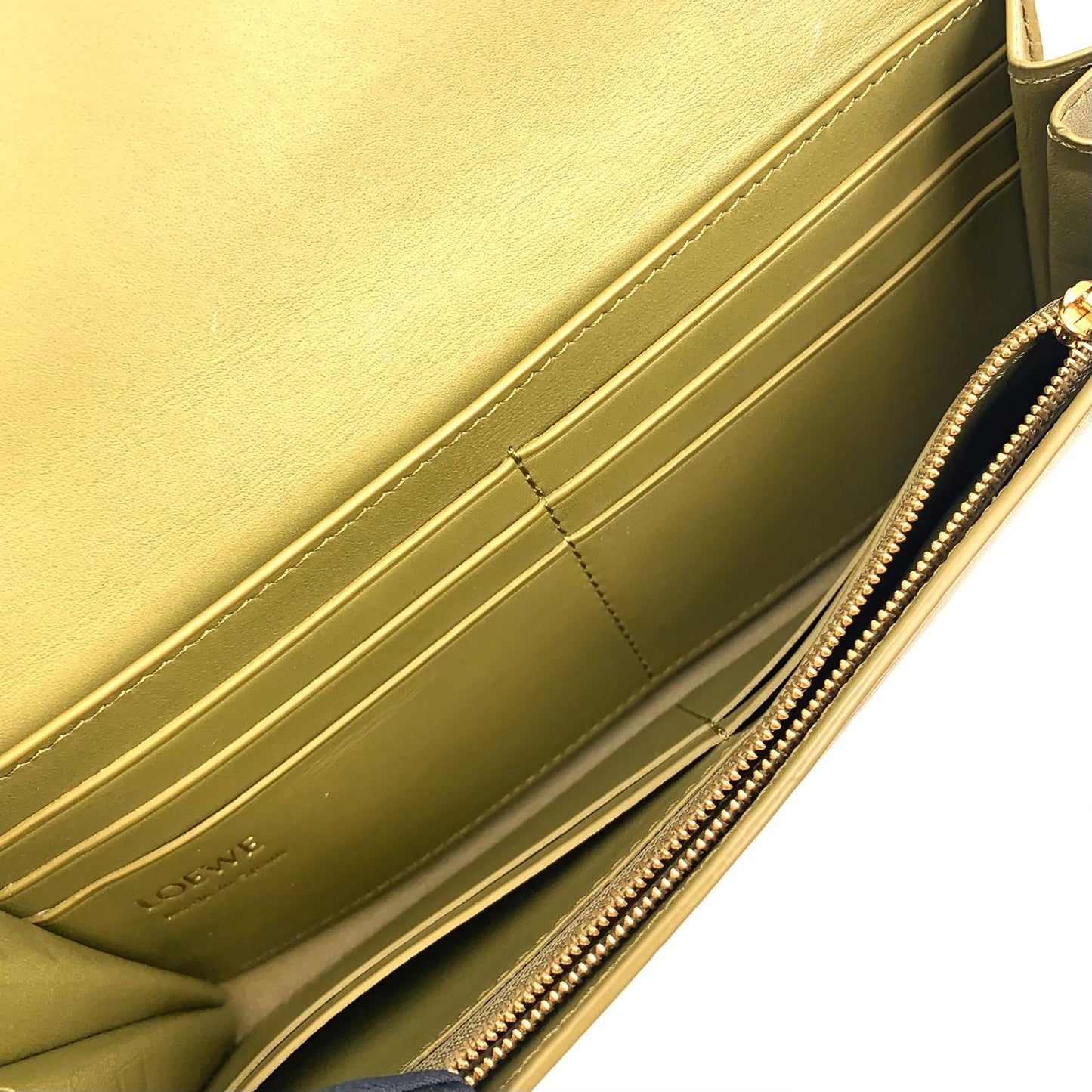 Loewe Continental Leather Khaki Brown Wallet Gold — view 3