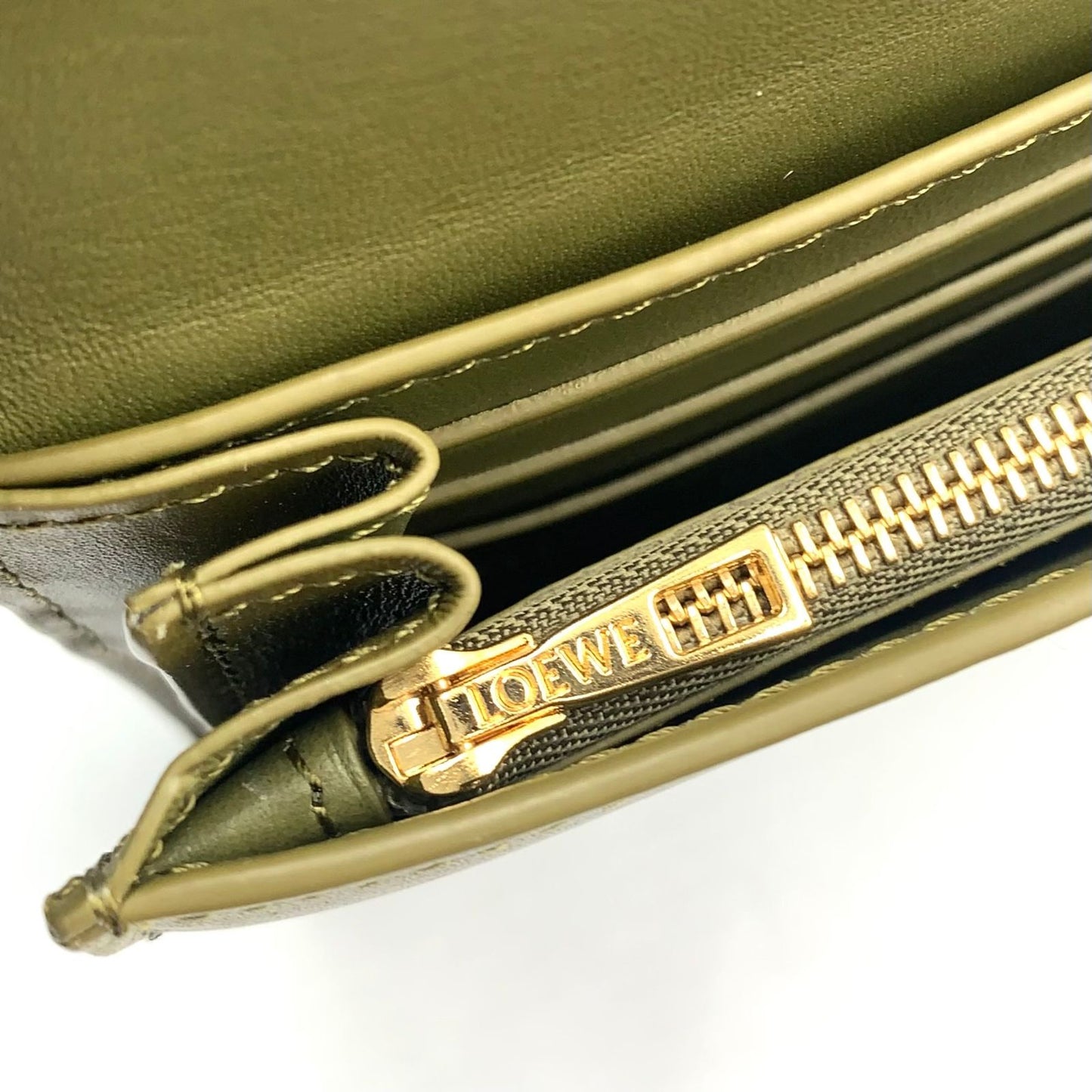 Loewe Continental Leather Khaki Brown Wallet Gold — view 8