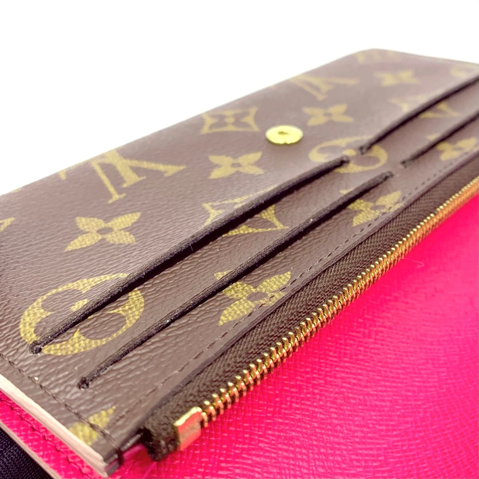 Louis Vuitton Portefeuille Emily Monogram Leather Brown Light Pink Bifold — view 9