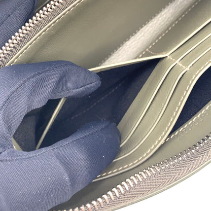 Dior CD Metal Logo Leather Khaki Green Wallet Silver — view 7