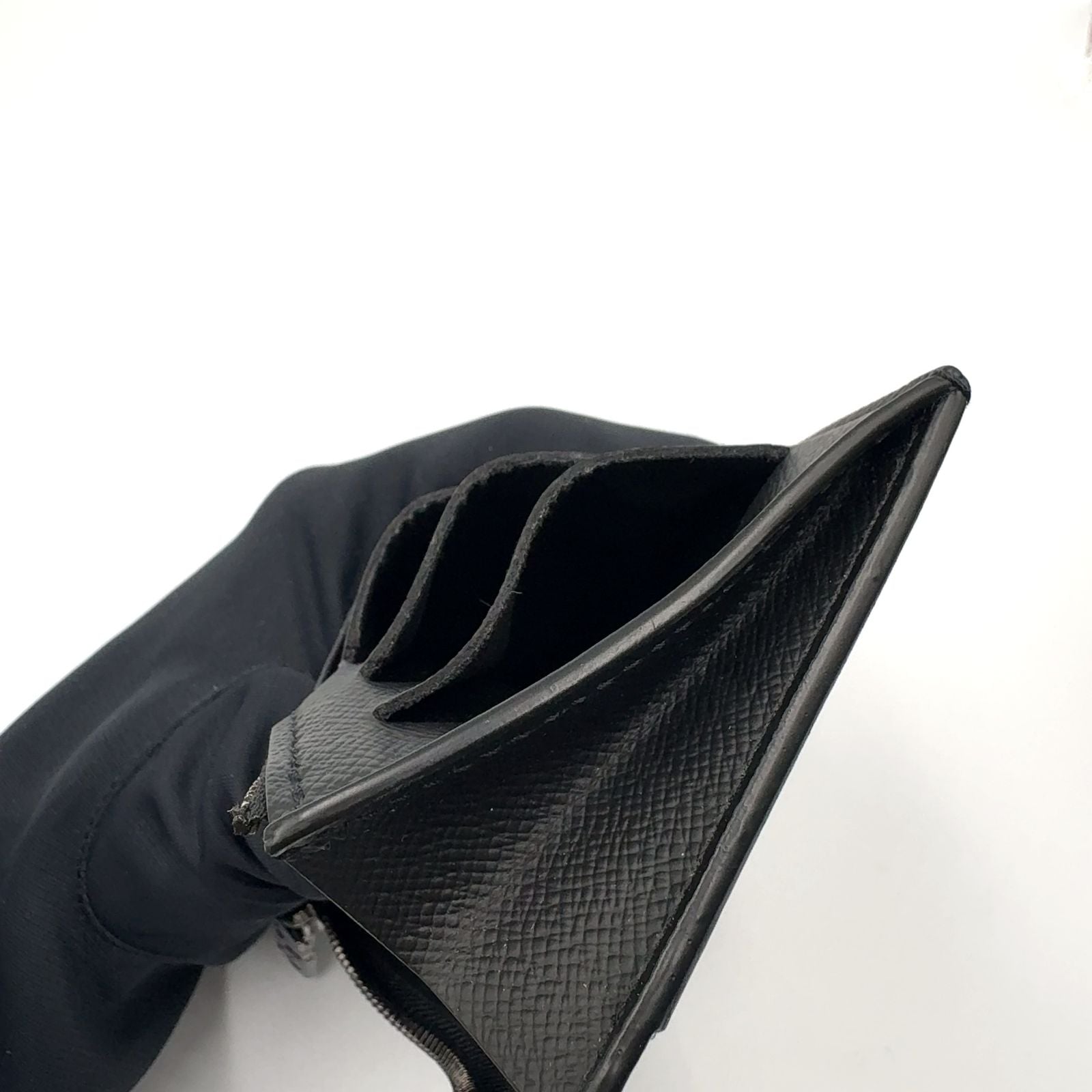 Louis Vuitton Monogram Eclipse Taiga Coin Card Holder Black Wallet Silver — view 8