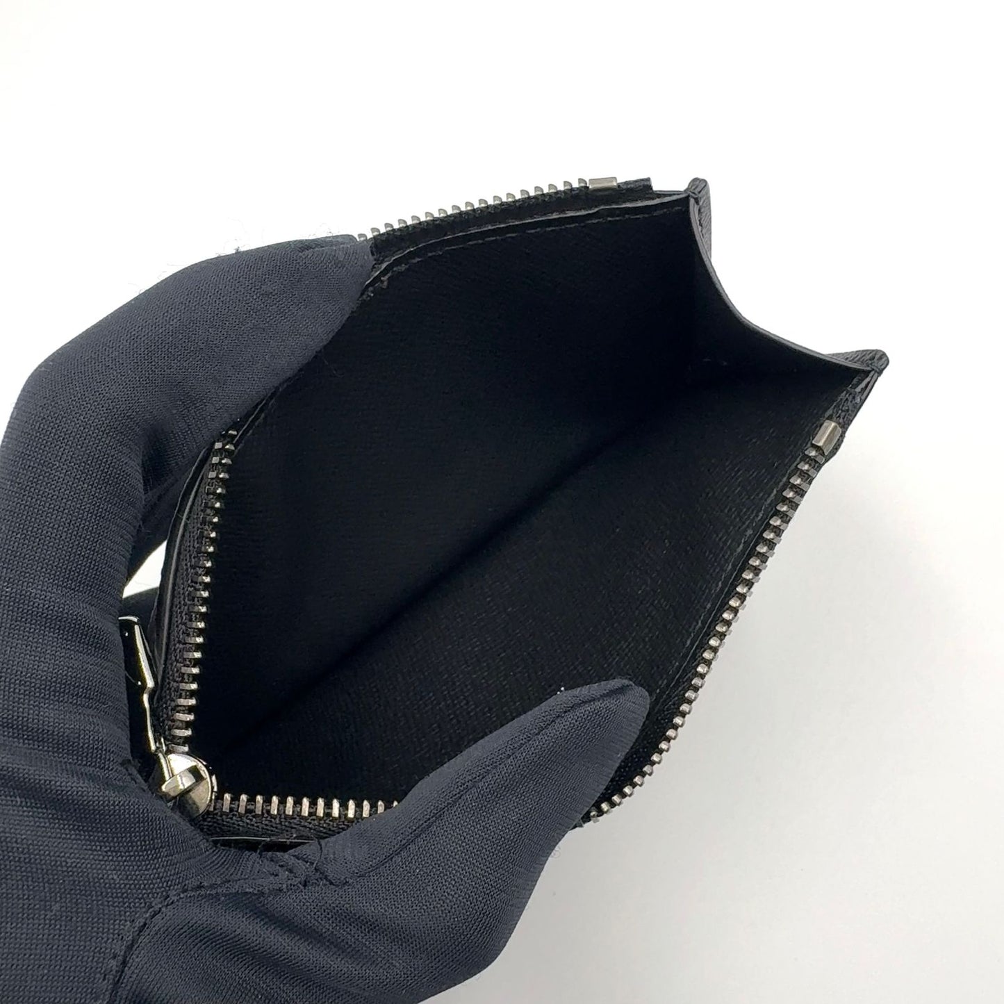 Louis Vuitton Monogram Eclipse Taiga Coin Card Holder Black Wallet Silver — view 3