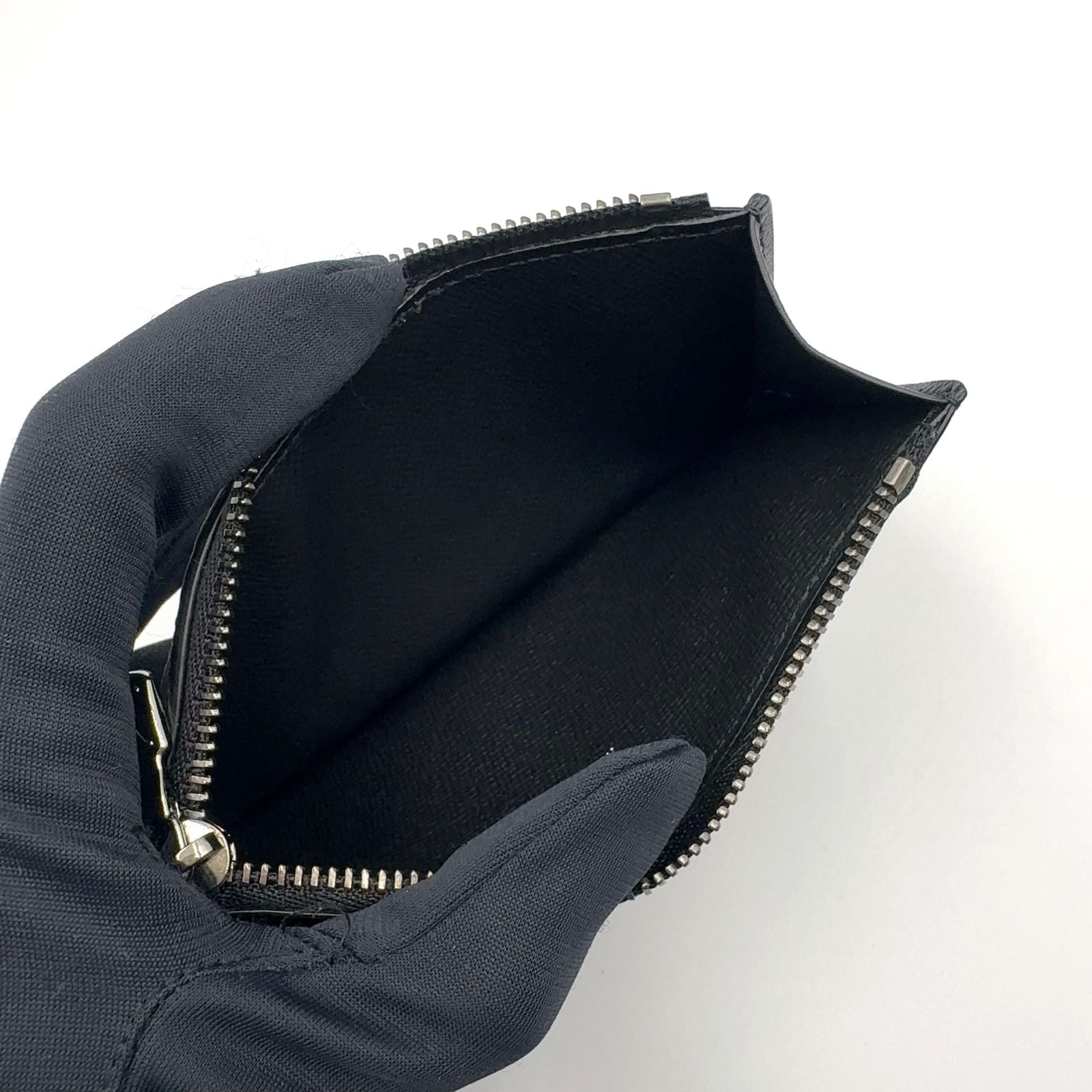 Louis Vuitton Monogram Eclipse Taiga Coin Card Holder Black Wallet Silver — view 3