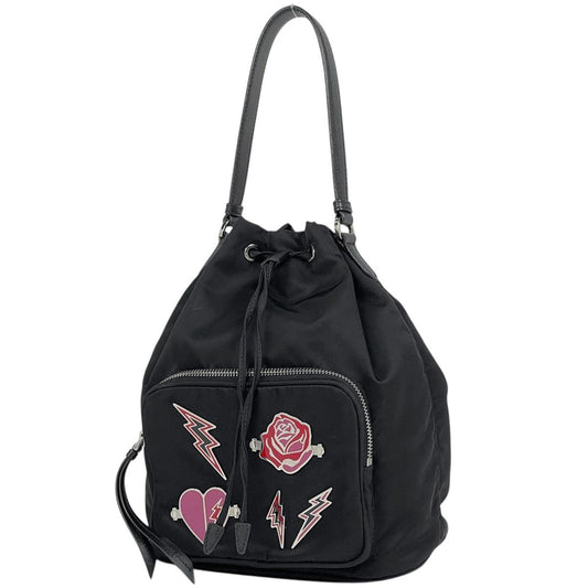 Prada Handbag Robo Patch 2-Way Drawstring Nylon Nero