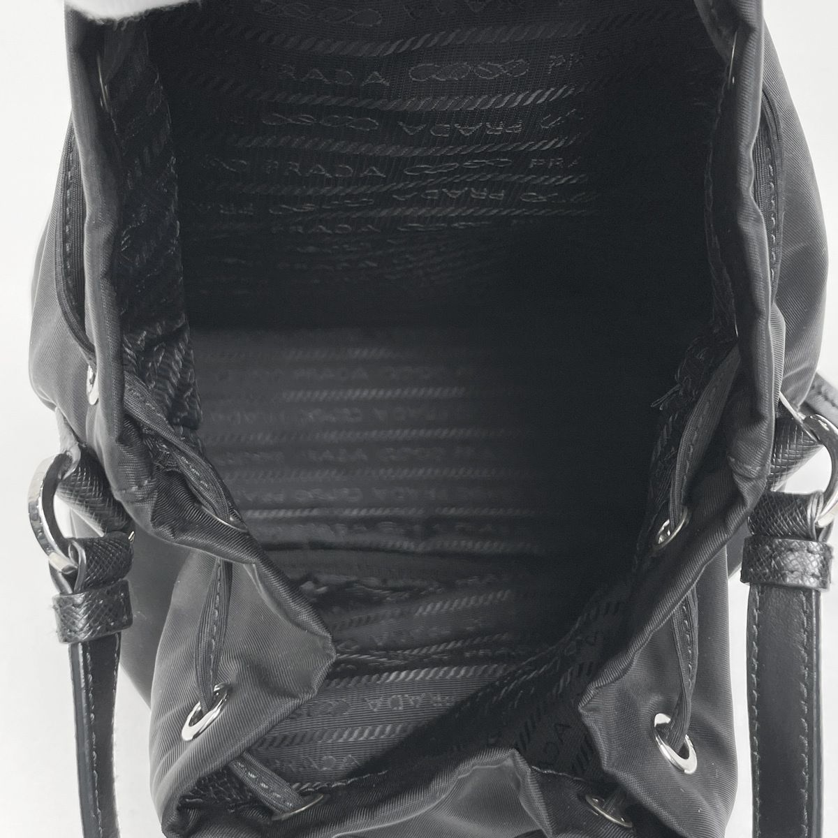 Prada Handbag Robo Patch 2-Way Drawstring Nylon Nero — view 8