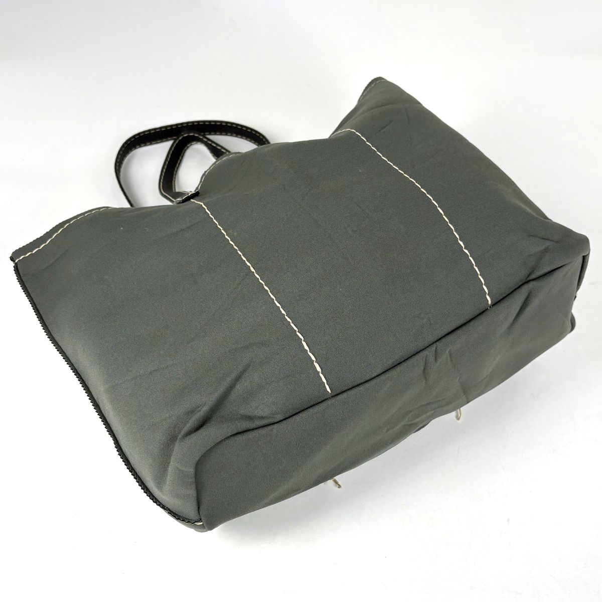 Prada Logo Tote Neoprene Fabric Khaki — view 2