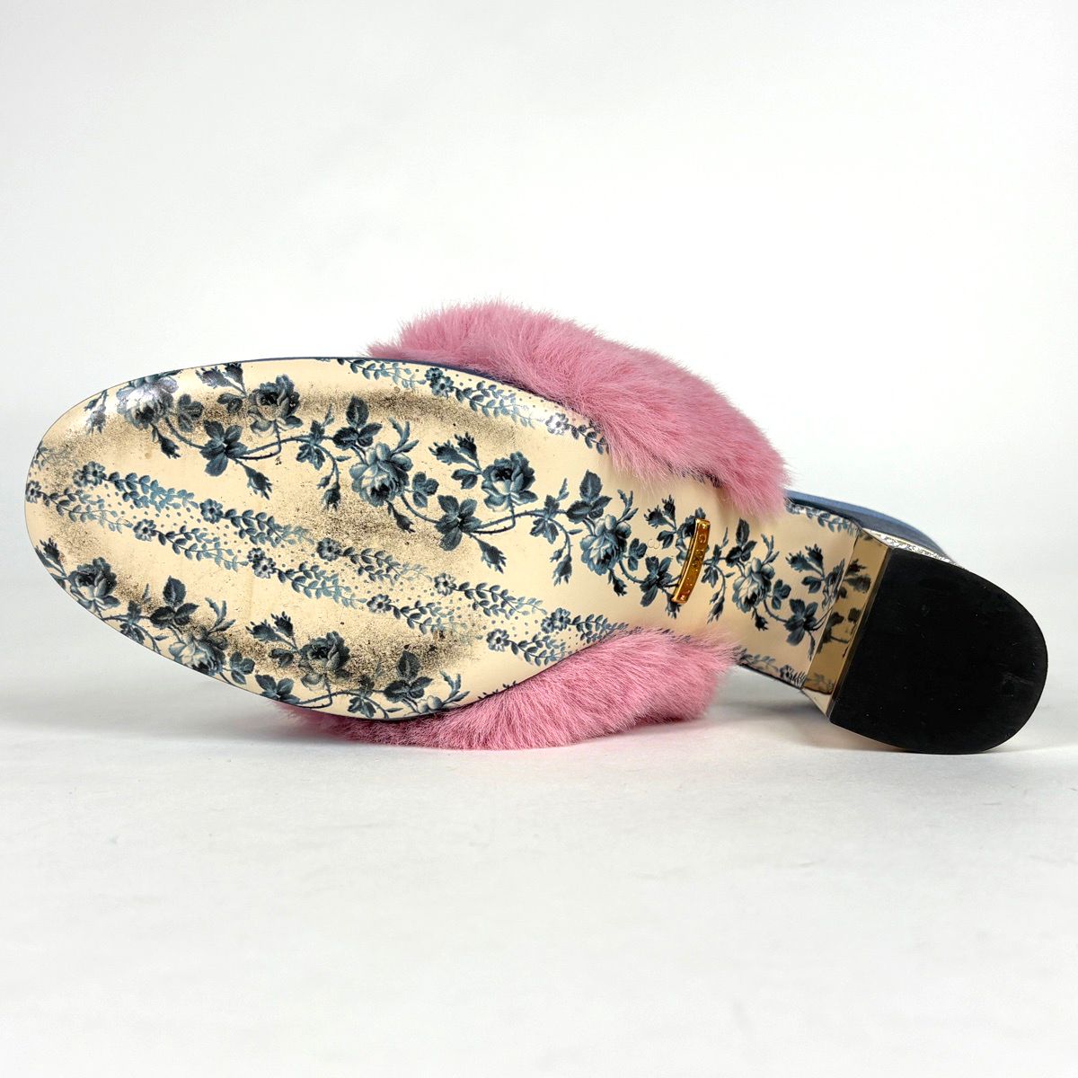 Gucci Mules Visual Sandals Shoes Satin Blue Pink — view 2