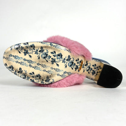 Gucci Mules Visual Sandals Shoes Satin Blue Pink — view 2