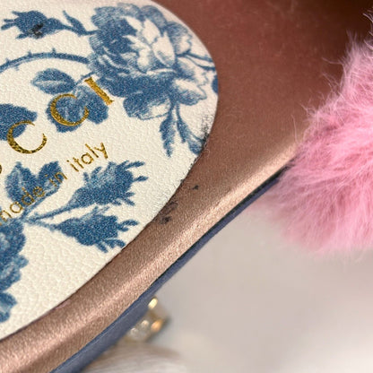 Gucci Mules Visual Sandals Shoes Satin Blue Pink — view 5