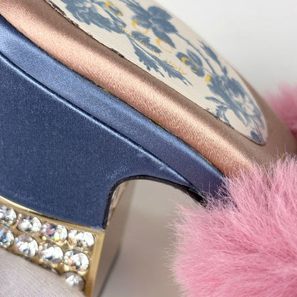Gucci Mules Visual Sandals Shoes Satin Blue Pink — view 4