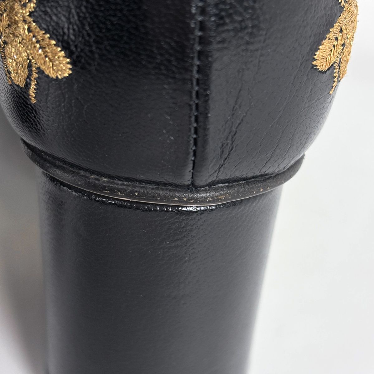 Gucci GG Marmont Side Zip Short Boots Star Bi Embroidery Shoes Leather Black — view 6