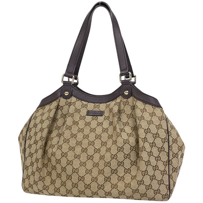Gucci GG Pattern Tote Canvas Brown
