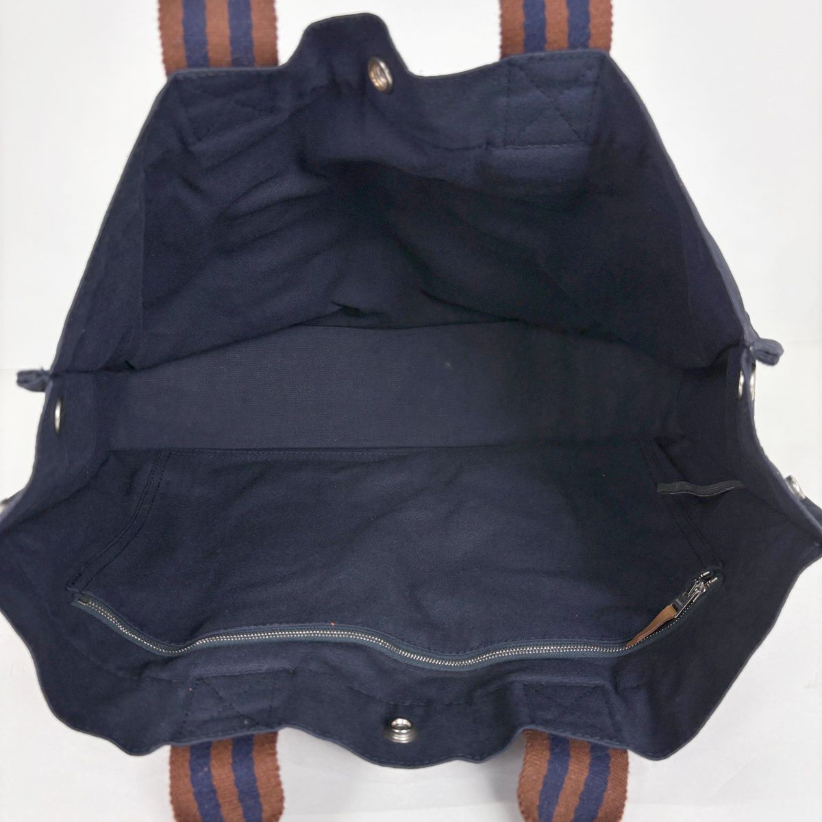 Hermes Fourre Tout MM Tote Canvas Navy Brown — view 8