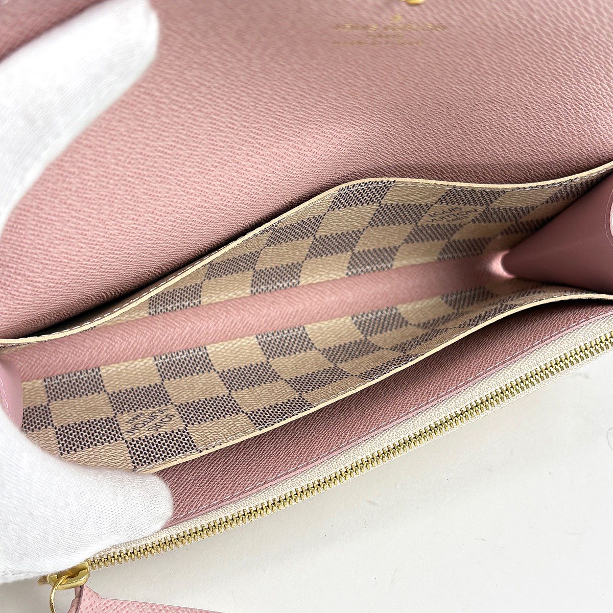 Louis Vuitton Portefeuille Emily Wallet Damier Azur White Rose Ballerine — view 6