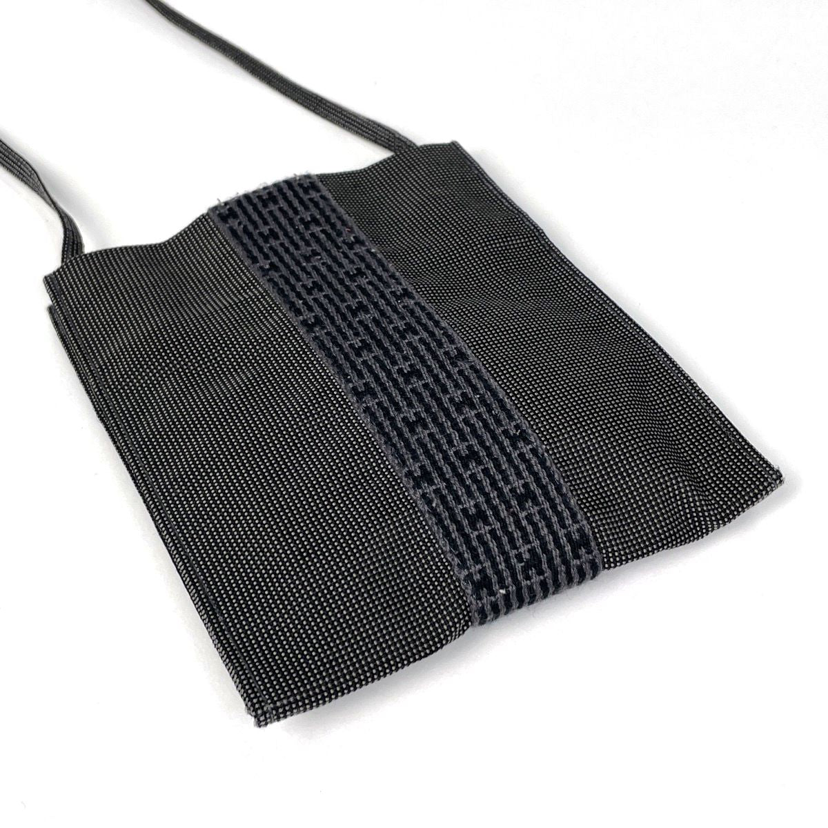 Hermes Her Line Pochette Logo Shoulder Bag Nylon Canvas Gray Black — view 2