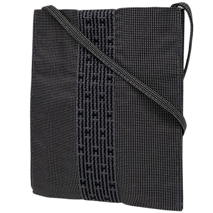 Hermes Her Line Pochette Logo Shoulder Bag Nylon Canvas Gray Black