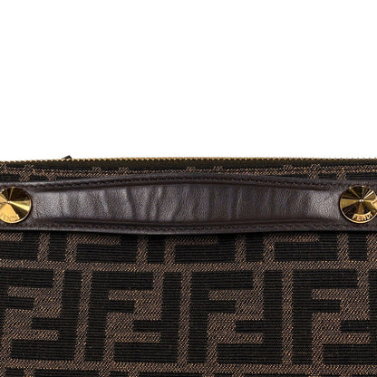 Fendi Visible Zucca Pattern 2-Way Handbag Canvas Brown — view 9