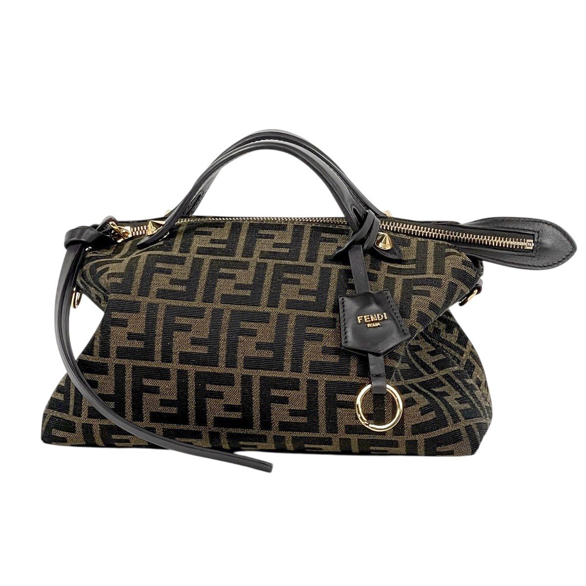 Fendi Visible Zucca Pattern 2-Way Handbag Canvas Brown