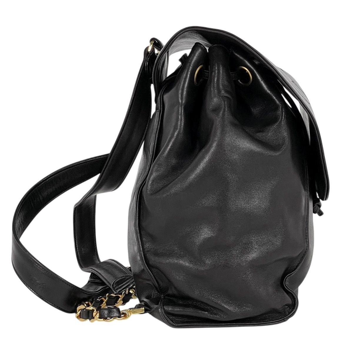 Chanel CC Logo Chain Backpack Leather Black — view 4