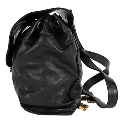 Chanel CC Logo Chain Backpack Leather Black — view 2