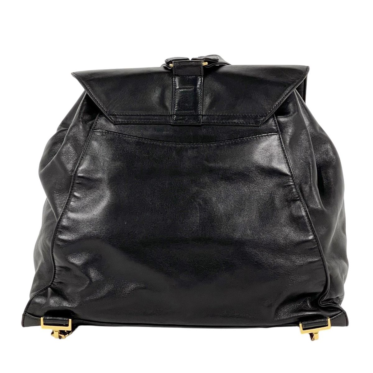 Chanel CC Logo Chain Backpack Leather Black — view 3