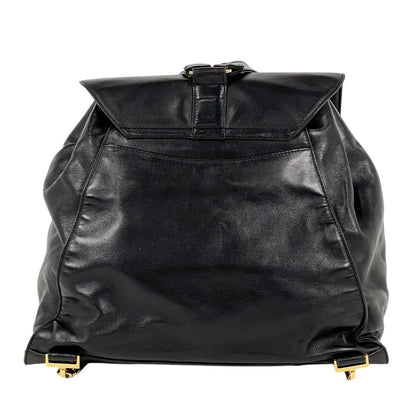 Chanel CC Logo Chain Backpack Leather Black — view 3