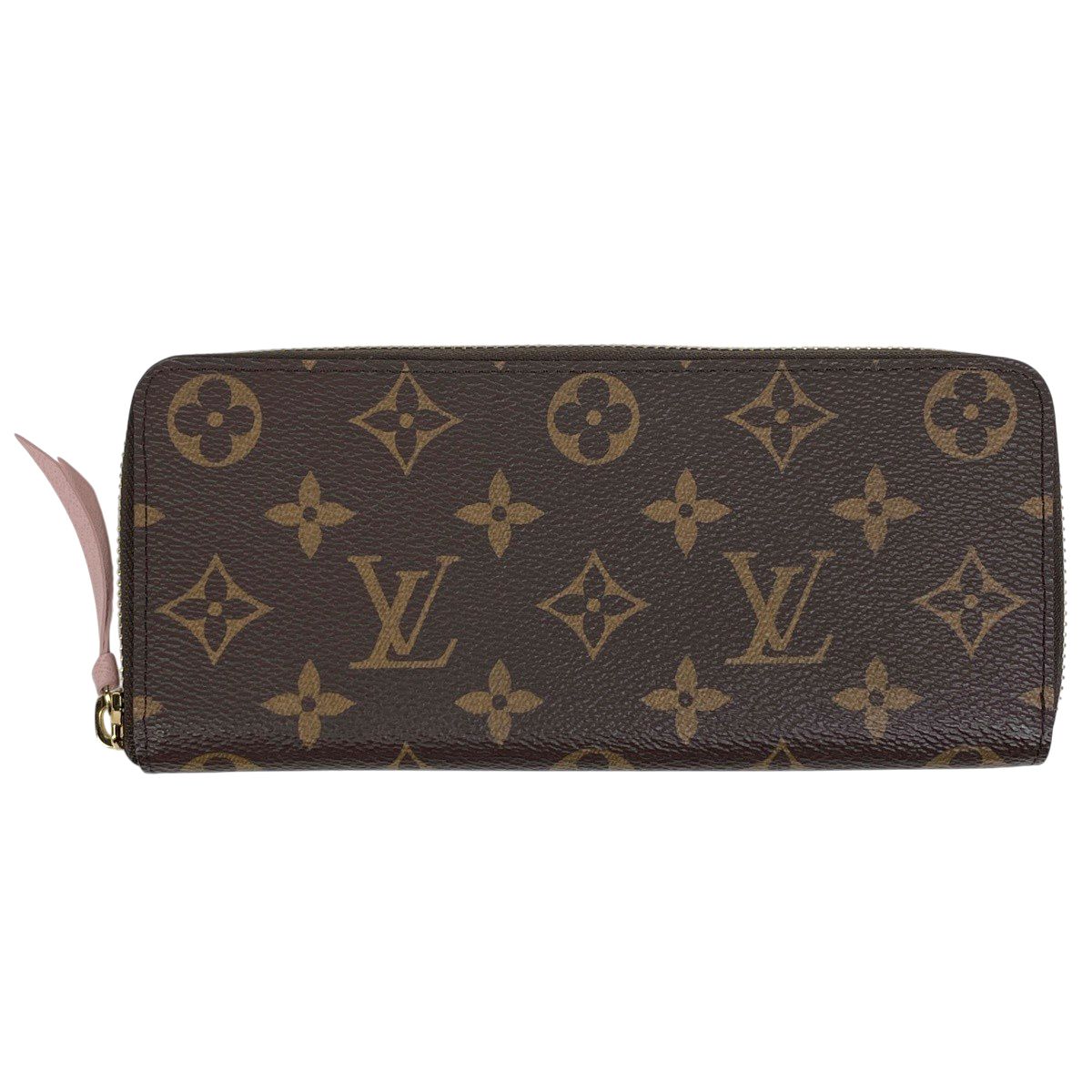 Louis Vuitton Portefeuille Clemence Zip Around Wallet Monogram Brown Rose