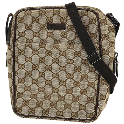 Gucci GG Pattern Shoulder Bag Canvas Brown