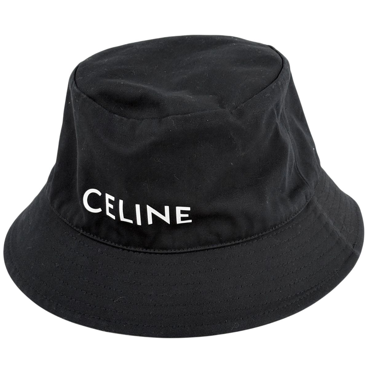 Celine Logo Hat Bucket Hat Cotton Black