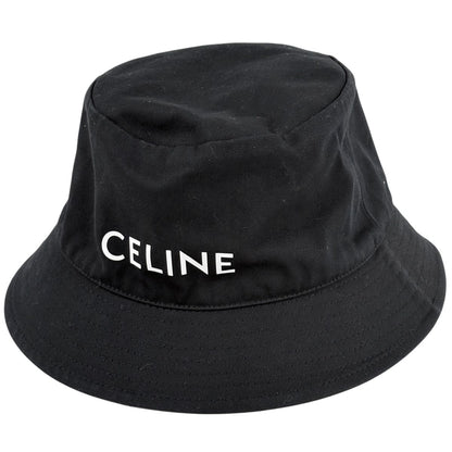 Celine Logo Hat Bucket Hat Cotton Black